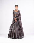 Charcoal Grey Mirror Seam Lehenga With Mirror Blouse