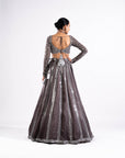 Charcoal Grey Mirror Seam Lehenga With Mirror Blouse