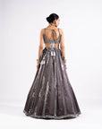 Charcoal Grey Mirror Seam Lehenga With Mirror Blouse