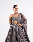 Charcoal Grey Mirror Seam Lehenga With Mirror Blouse