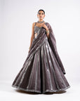 Charcoal Grey Mirror Seam Lehenga With Mirror Blouse