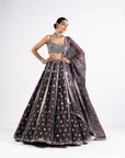 Charcoal Grey Flower Lehenga Set