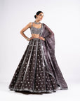 Charcoal Grey Flower Lehenga Set