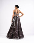 Charcoal Grey Flower Lehenga Set