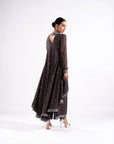 Charcoal Grey Asymmetrical Kurta Set With Dupatta