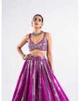 Pop Wine Mirror Seam Lehenga Set