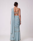 Powder Blue Multitier Saree Set