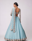 Powder Blue Organza hand Embroidered Lehenga Set