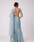 Powder Blue Multitier Saree Set