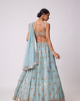 Powder Blue Organza Sequin Embroidered Lehenga Set