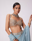 Powder Blue Mirror Embroidered Lehenga Pants set