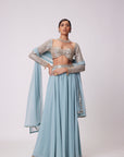 Powder Blue Mirror Embroidered Lehenga Pants set