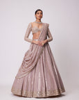 Ash Pink Sequin And Mirror Embroidered Lehenga Set