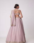 Ash Pink Mirror Hand Embroidered Lehenga Set