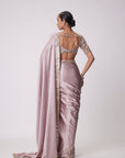 Ash pink Satin Saree Set