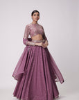 Mud Mauve Hand Embroidered Lehenga Pants Set