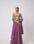 Mud Mauve Mirror Embroidered Lehenga Pants Set