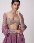 Mud Mauve Mirror Embroidered Lehenga Pants Set