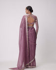 Mud Mauve Hand Embroidered Saree Set