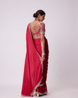 Crimson Red Satin Saree Set