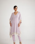 Powder Lilac Chandelier Pearl Drop Kaftan Set