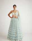 Powder Blue Chandelier Pearl Drop Lehenga Set