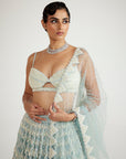 Powder Blue Chandelier Pearl Drop Lehenga Set