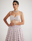 Powder Lilac Chandelier Pearl Drop Lehenga Set