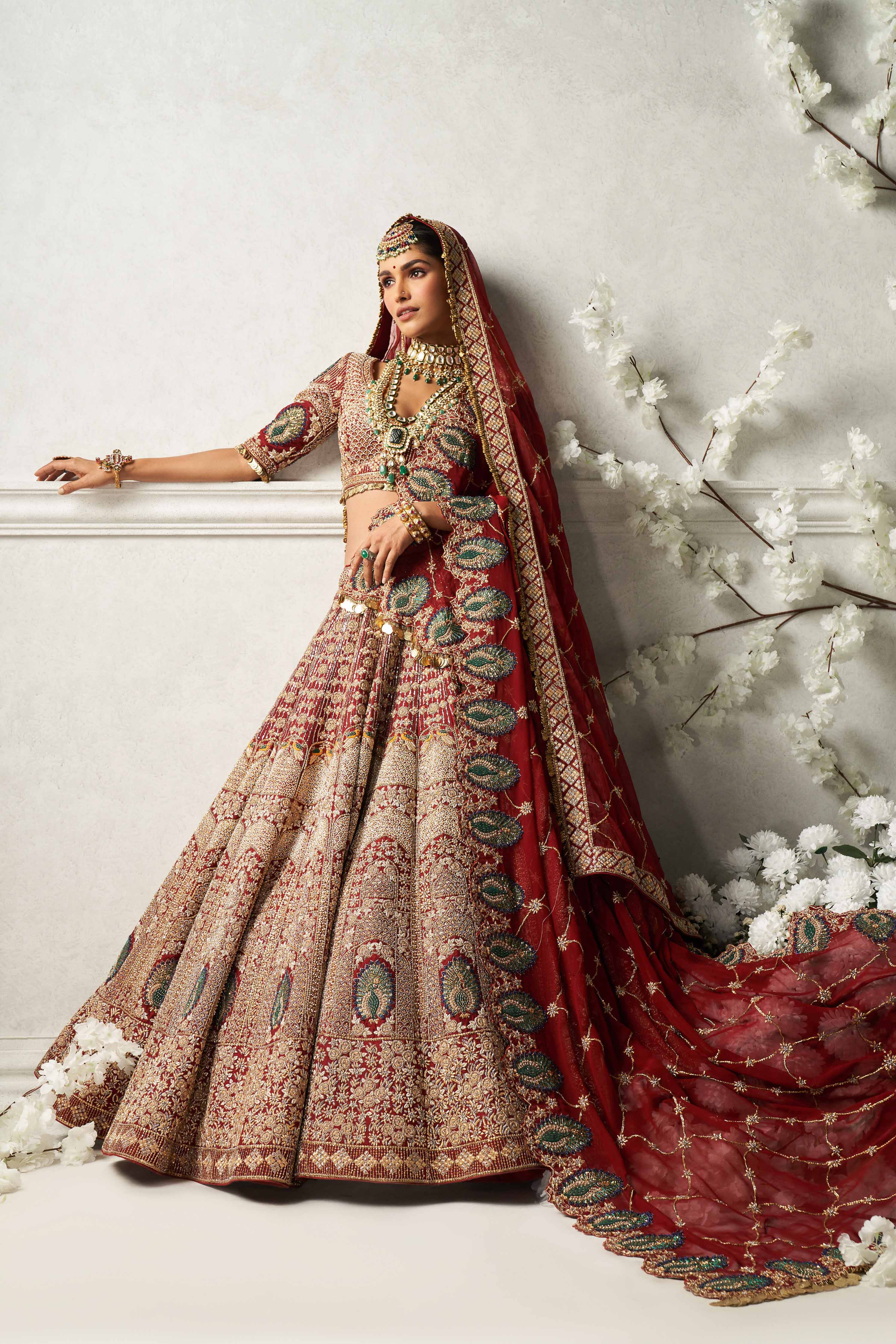 Magnificent Maroon Gold Fur Lehenga - Collections