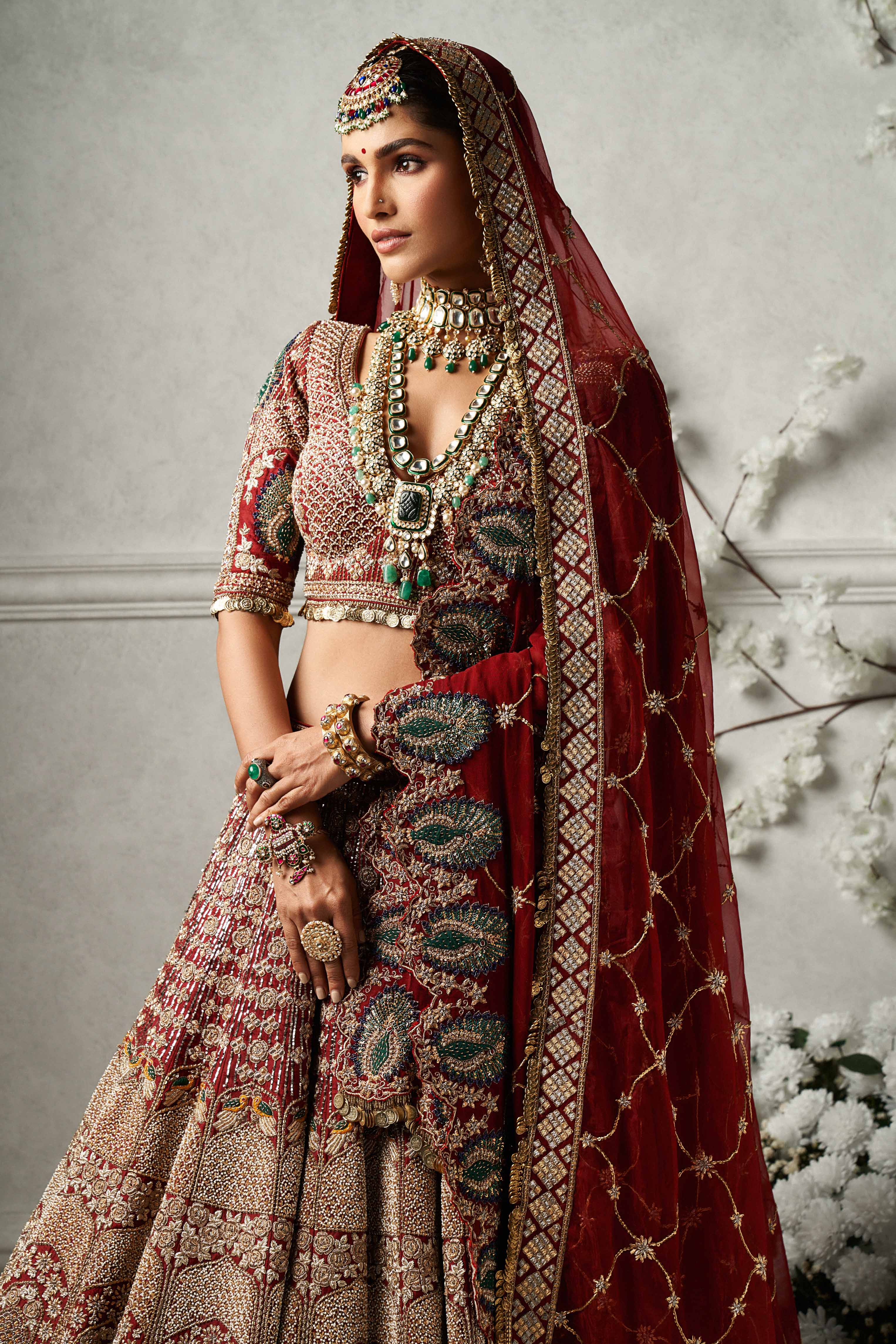 Buy Present Maroon Colour Bridal Embroidery Work Wedding Lehenga Choli  Online in India - Etsy