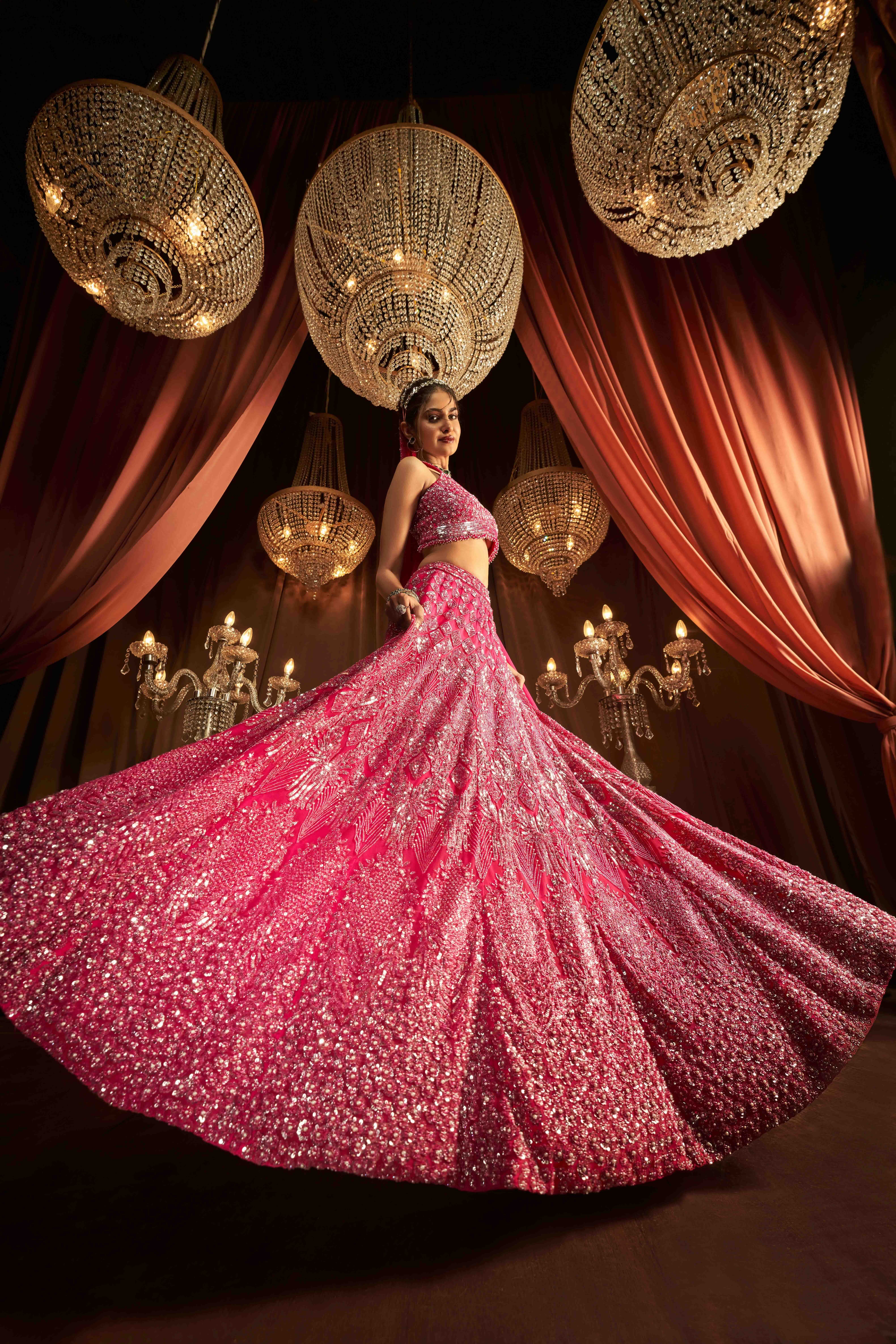 Hot pink 2025 wedding lehengas