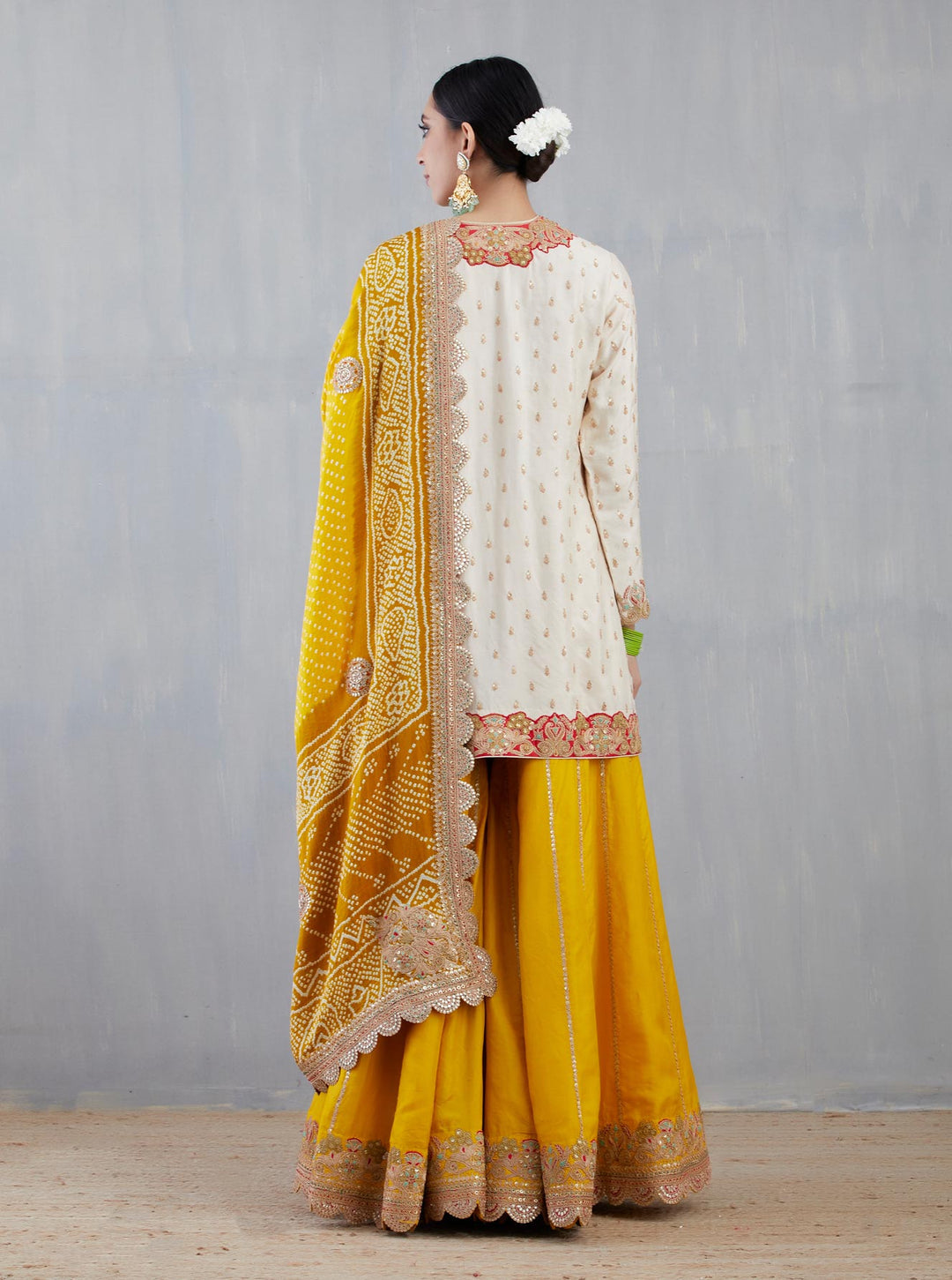 Off White Kurta With A Yellow Sharara Set