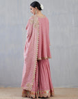 Salmon Pink Sharara Set With Marori Work