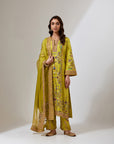 Lime Green Silk Chintz Kurta Set