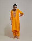 Mustard Gota & Marrori Work Kurta Set III