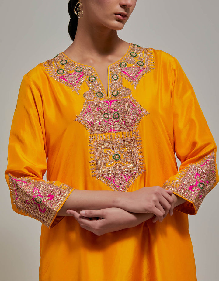 Mustard Gota &amp; Marrori Work Kurta Set III