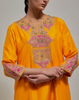 Mustard Gota & Marrori Work Kurta Set III