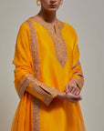 Mustard Gota & Marrori Work Kurta Set II