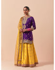 Purple Short Kurta With A Yellow Sharara Set