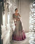 Grey to Pink Ombre Sequins Lehenga