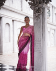 Pink to Wine Ombre Saree