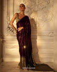 Wine To Grey Sequins Saree