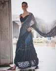 Blue Ombre Cutwork Saree