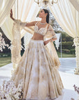 White Gold Floral Lehenga Set