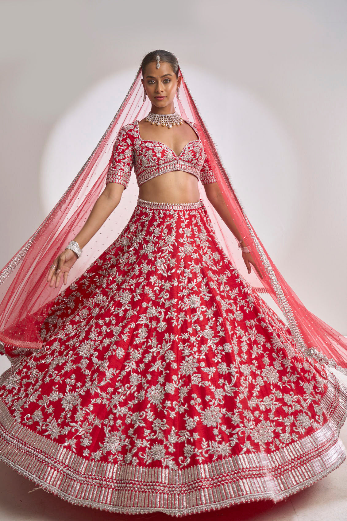 Buy Red Lehenga And Blouse Silk Chanderi Shades Of Ruby Bridal Set For  Women by SHIKHAR SHARMA Online at Aza Fashions.