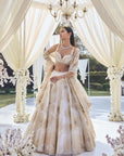 White Gold Floral Lehenga Set